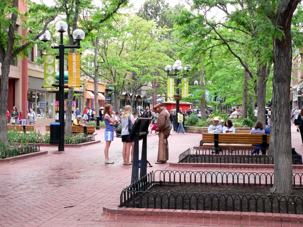 Pedestrian space along Pearl Street Mall in downtown Boulder