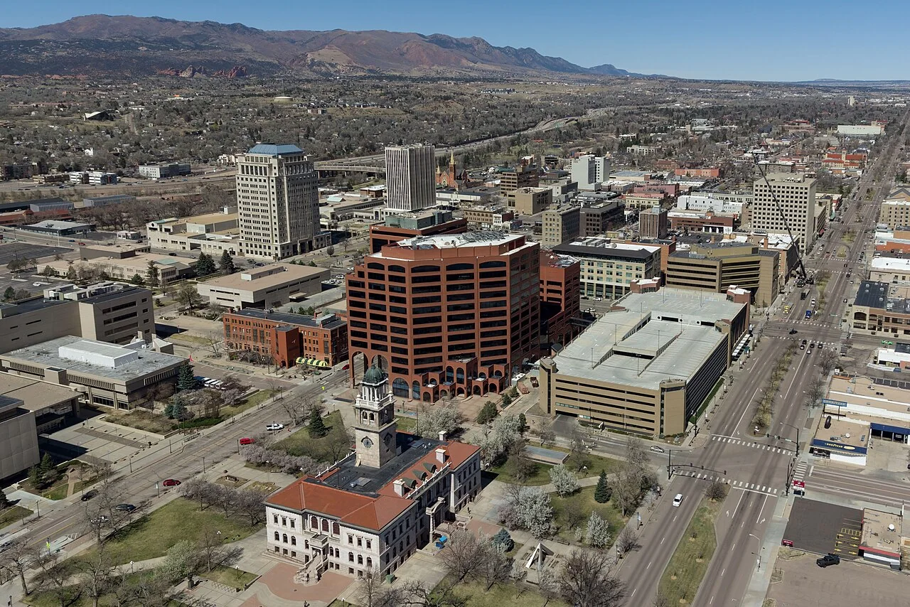 Downtown Colorado Springs and the surrounding landscape