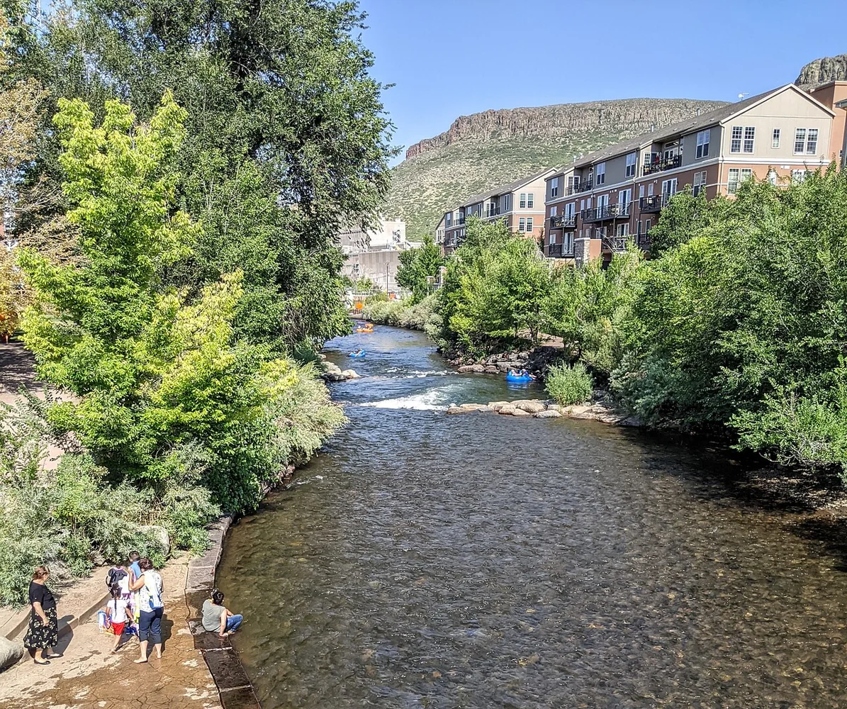 Clear Creek in Golden, with South Table Mountain in the distance