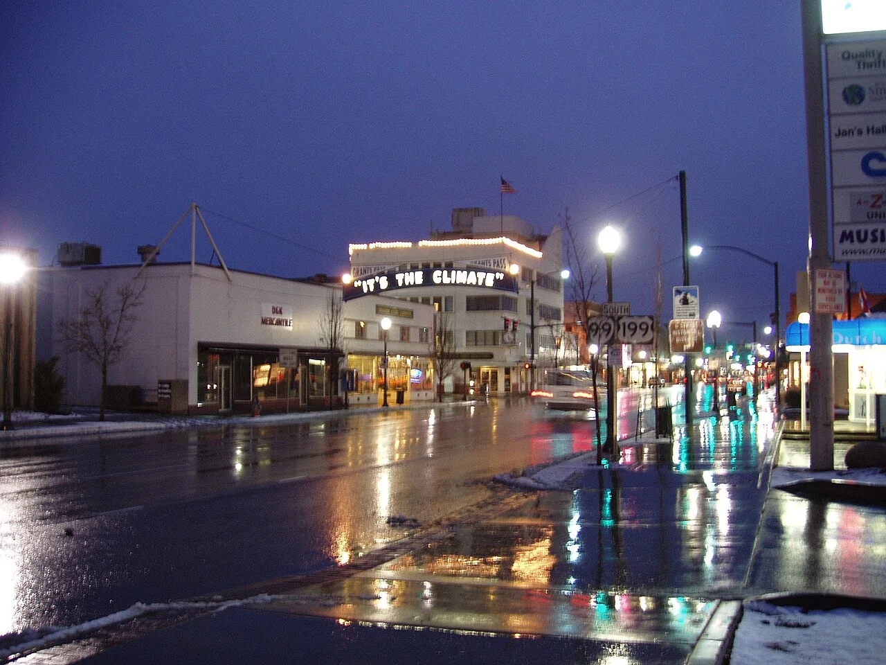 The historic 'It's the Climate' sign in downtown Grants Pass