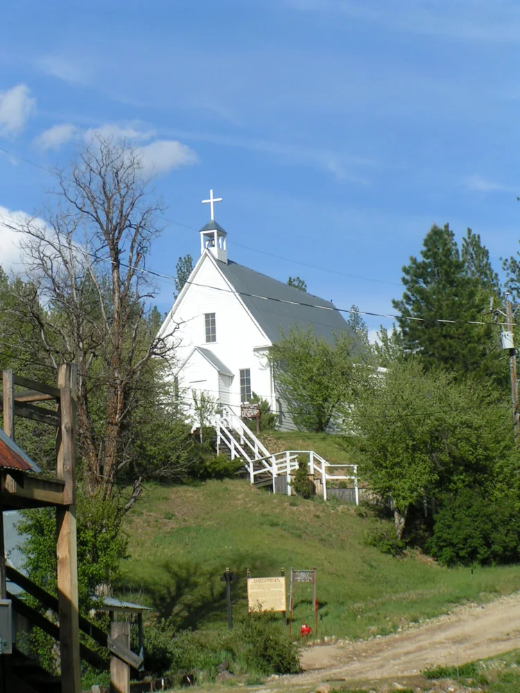 A wooden church in Idaho City, Idaho