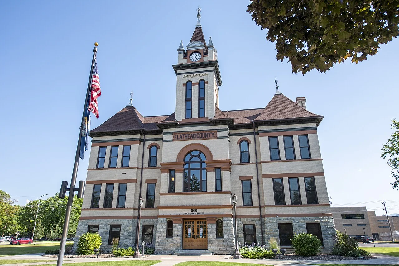 The Flathead County Courthouse in Kalispell, photographed in July 2020