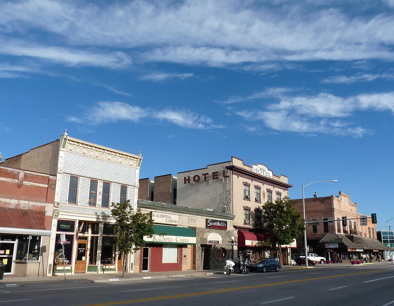 Historic buildings along Main Street in Kalispell