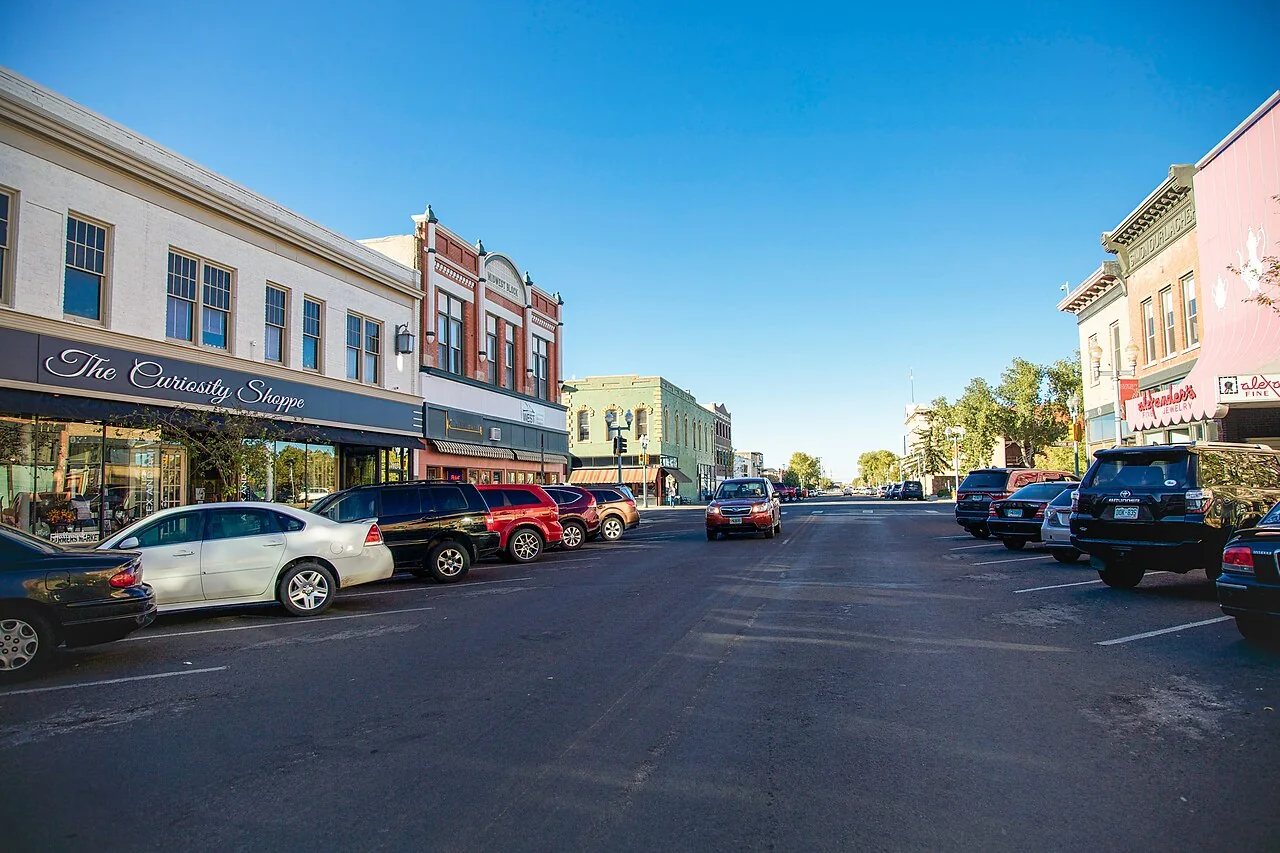 Historic downtown Laramie at sunset