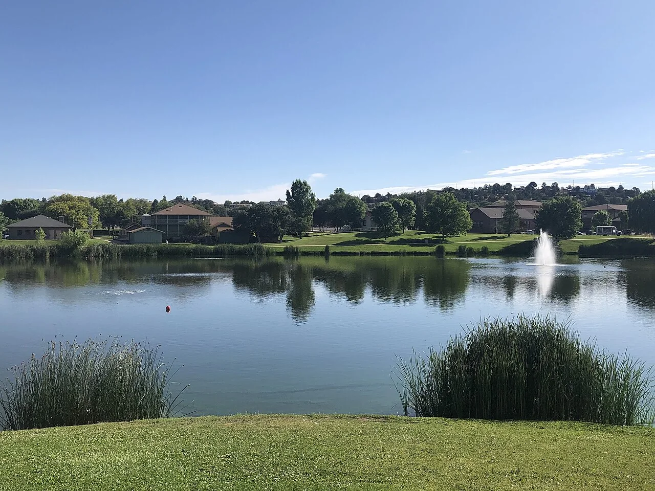 The lake and open space at Green Valley Park in Payson