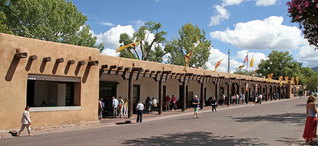 The Palace of the Governors on Santa Fe's central plaza
