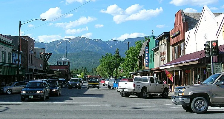 Downtown Whitefish looking toward Big Mountain, photographed in 2006