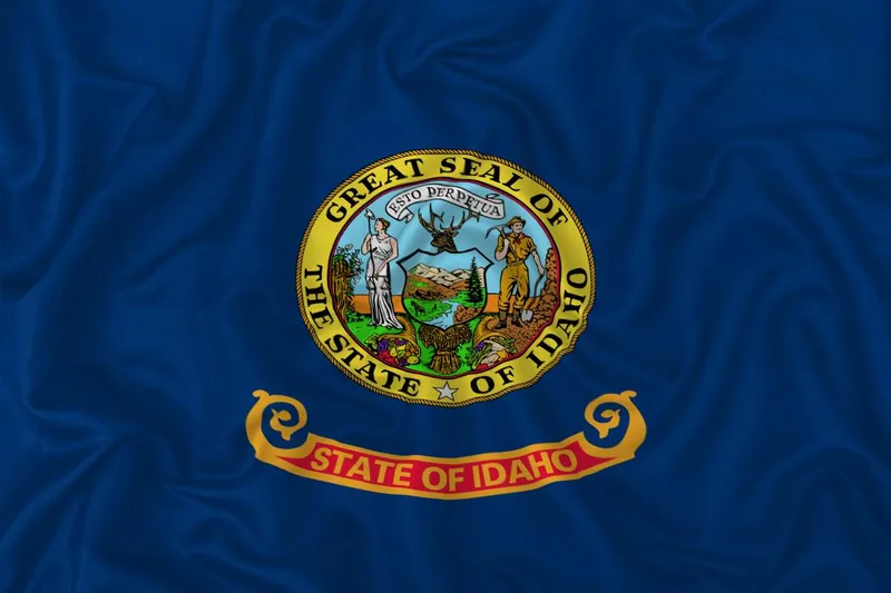 Idaho state flag with the state seal on a blue field