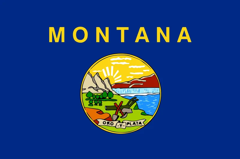 Montana state flag with the state name and seal on a blue field